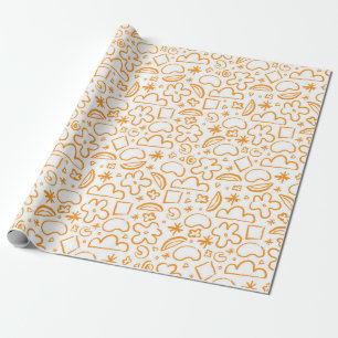Papier Cadeau Motif de doodle orange brûlé