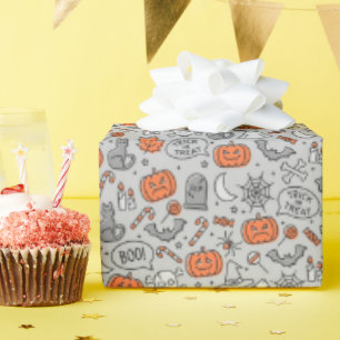 Papier Cadeau Motif de doodle pour les enfants mignons Halloween