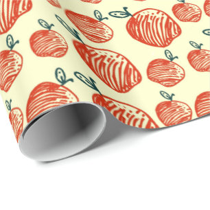 Papier Cadeau Motif de doodle Red Apples