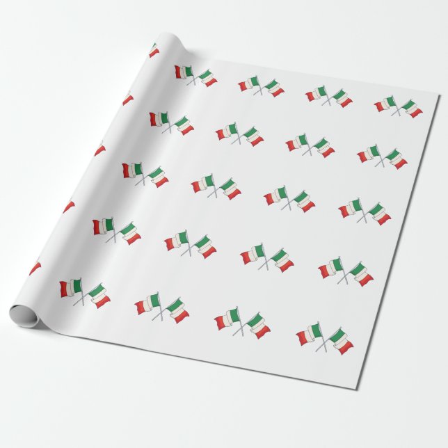 Papier Cadeau Motif de drapeau italien vert et rouge (Déroulé)