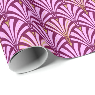 Papier Cadeau Motif de fan d'art déco - orchidée et pourpre