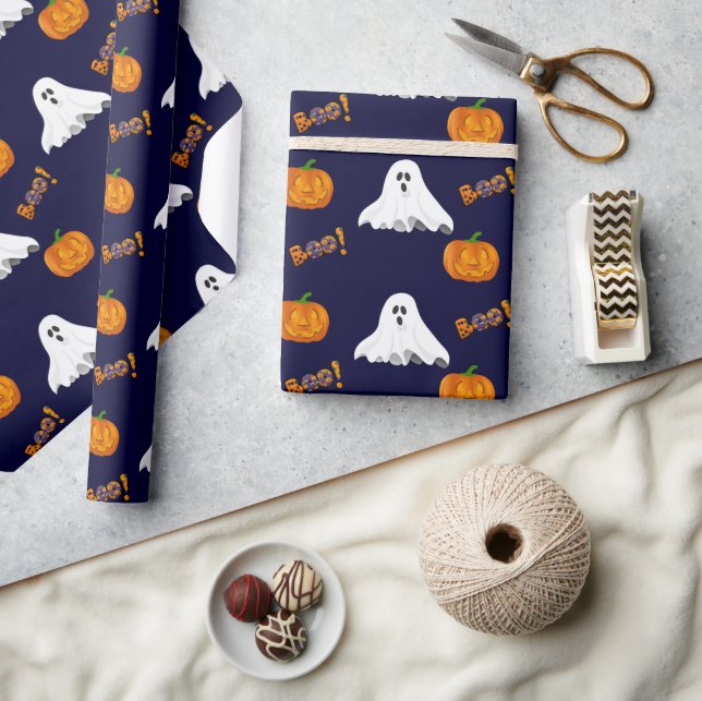 Papier Cadeau Motif de fantôme de Halloween Jack O' Lantern (Artisanat)