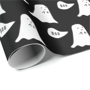Papier Cadeau Motif de fantôme mignon qui dit Boo Halloween