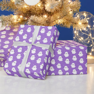 Papier Cadeau Motif de fantôme violet mignon – Conception d'Hall