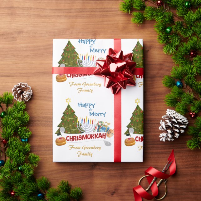 Papier Cadeau Motif de fête hybride Chrismukkah (Cadeau de vacances)