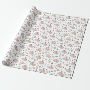 Papier Cadeau Motif de feuillage de dragons mignons pastel