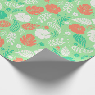 Papier Cadeau Motif de feuillage vert et orange