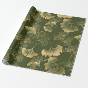 Papier Cadeau Motif de feuille de Ginkgo vintage
