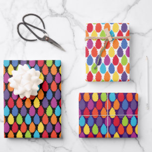 Papier Cadeau Motif de feuille géométrique Rainbow