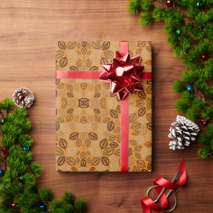 Papier Cadeau Motif de feuilles brunes mignonnes