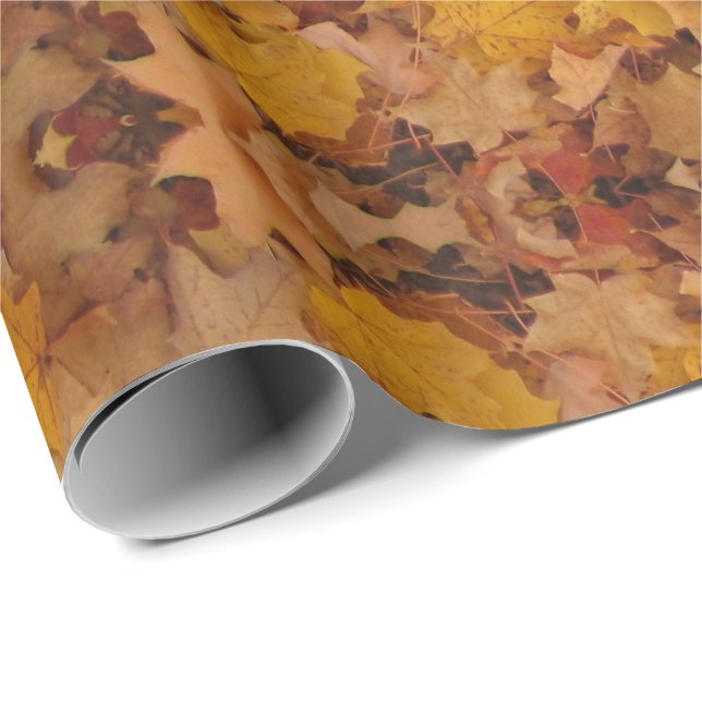 PAPIER CADEAU MOTIF DE FEUILLES D'AUTOMNE (Coin rond)