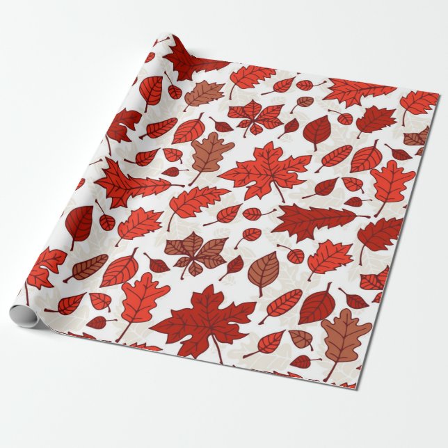 Papier Cadeau Motif de feuilles d'automne (Déroulé)