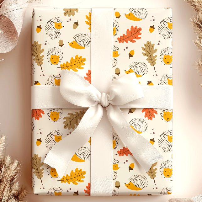 Papier Cadeau Motif de feuilles d'automne florales de la chute d (Créateur téléchargé)