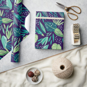 Papier Cadeau Motif De Feuilles Vertes Tropicales Agréées Sur Vi
