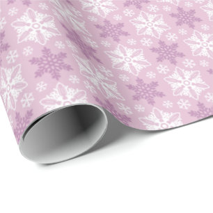 Papier Cadeau Motif de flacons de neige rose et blanc d'hiver