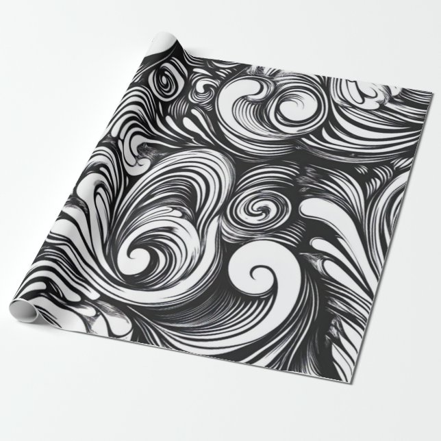 Papier Cadeau Motif De Flèche Noir Et Blanc (Déroulé)