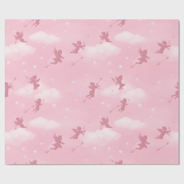 Papier Cadeau Motif de flèche romantique et de nuages (Plat)