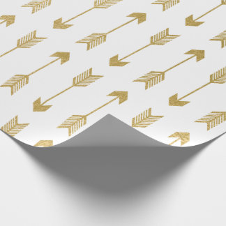 Papier Cadeau Motif de flèches de feuille d'or de Faux
