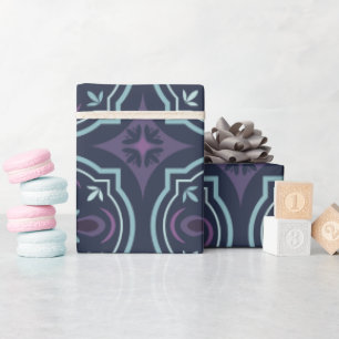 Papier Cadeau Motif de fleur botanique bleue répétitive