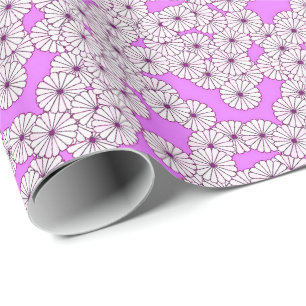 Papier Cadeau Motif de fleur d'art déco - blanc sur l'orchidée