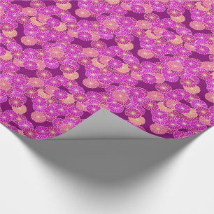 Papier Cadeau Motif de fleur d'art déco - nuances de violet,