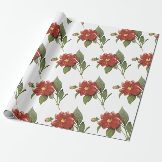 Papier Cadeau Motif de fleur de dahlia (Déroulé)