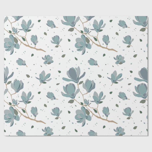 Papier Cadeau motif de fleur de magnolia (Plat)
