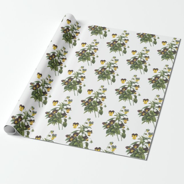 Papier Cadeau Motif de fleur de pensée (Déroulé)