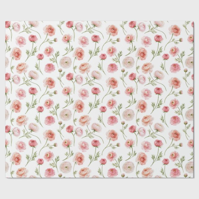 Papier Cadeau Motif de fleur de renoncule (Couture)