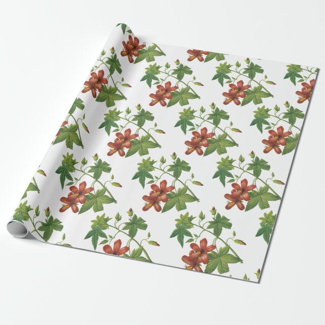 Papier Cadeau Motif de fleur d'Hibiscus (Déroulé)