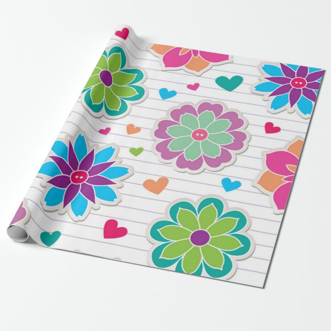 Papier Cadeau Motif de fleurs (Déroulé)