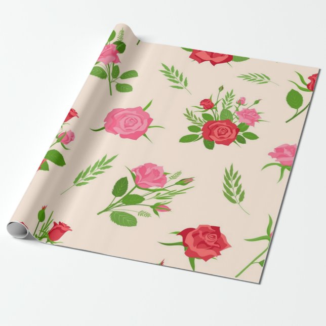 Papier Cadeau Motif de fleurs (Déroulé)