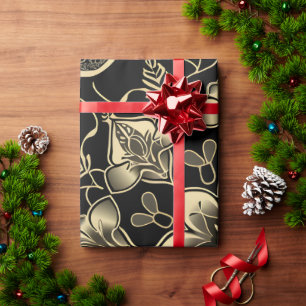 Papier Cadeau Motif de fleurs arabe foncé