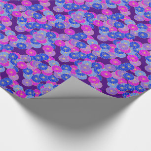 Papier Cadeau Motif de fleurs Art Déco - violet, bleu et violet