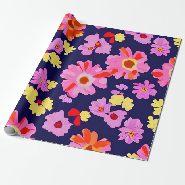 Papier Cadeau Motif de fleurs colorées MankDhani (Déroulé)