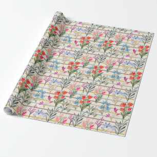 Papier Cadeau Motif de fleurs d'aquarelle moderne