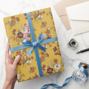 Papier Cadeau Motif de fleurs de Boho rétro