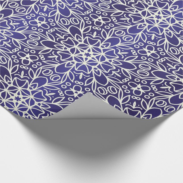 Papier Cadeau Motif de fleurs de minuit (Coin)