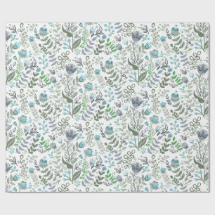 Papier Cadeau Motif de fleurs fantaisie d'art populaire polonais