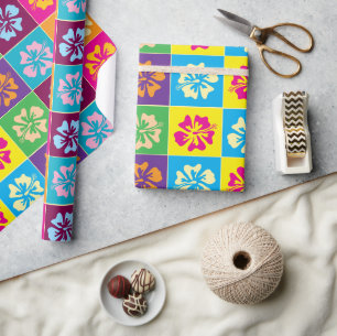 Papier Cadeau Motif de fleurs Hibiscus coloré conception personn