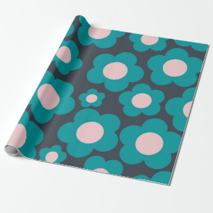 Papier Cadeau Motif de fleurs hippie rose pâle