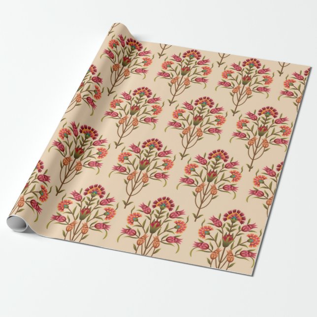 Papier Cadeau motif de fleurs mughless transparent (Déroulé)