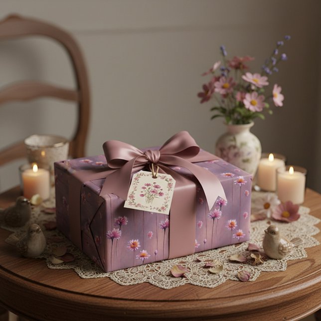 Papier Cadeau Motif de fleurs roses et orange (Créateur téléchargé)