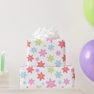 Papier Cadeau Motif de flocon de neige coloré - Design hivernal 