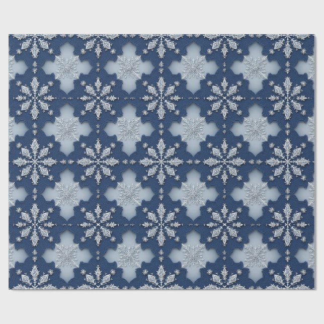 Papier Cadeau Motif de flocon de neige complexe (Plat)