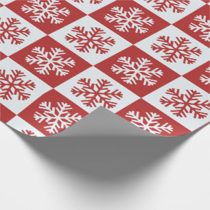 Papier Cadeau Motif de flocon de neige rouge et blanc