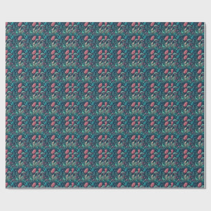 Papier Cadeau Motif de forêt de champignons néon sci-fi dinosaur