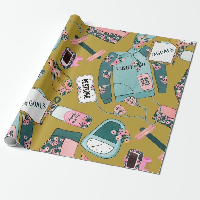 Papier Cadeau Motif de forme physique pour filles (Déroulé)