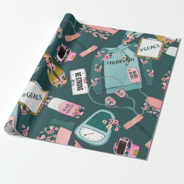 Papier Cadeau Motif de forme physique pour filles (Déroulé)