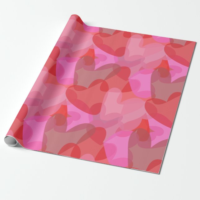 Papier Cadeau Motif de forme transparente des coeurs (Déroulé)